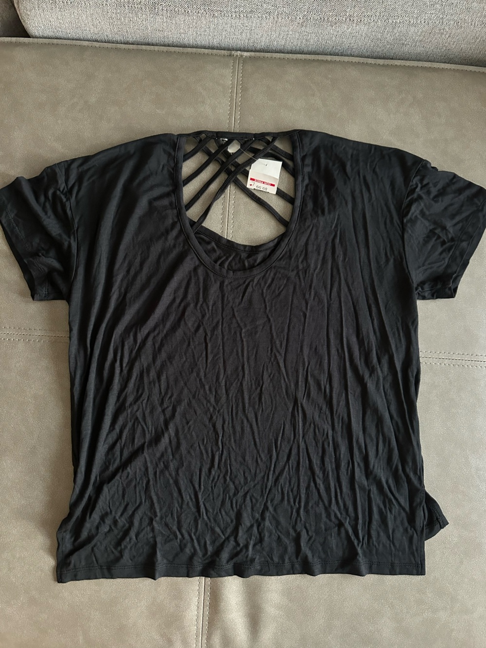 Moral Fiber Black Short-Sleeve Tee with Crisscross Back